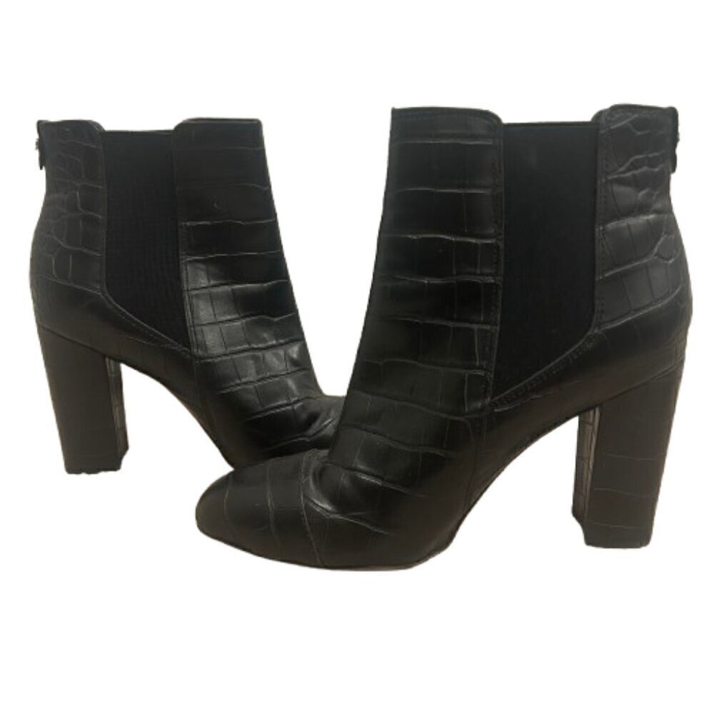 Sam Edelman Black Slip on Leather Heeled Booties Women’s Size 8